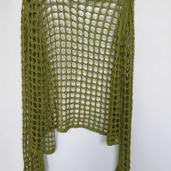 Green Crochet Open-Knit Sweater - Picture 2 of 6